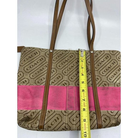 COACH Large Tan Brown Pink Tote Bag Msrp $350 - Picture 5 of 13